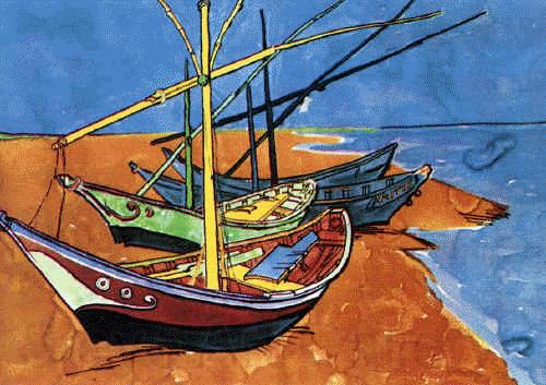Vincent Van Gogh Boats on the Beach of Saintes-Maries Germany oil painting art